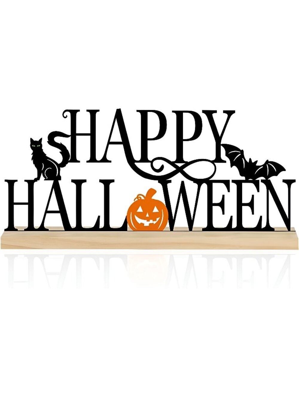 Metal Happy Halloween Sign, Black Halloween Decorations for Home